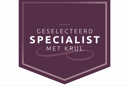 Logo geselecteerd specialist met krul